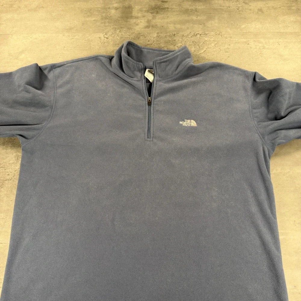North Face 1/4 Zip Jacket Men‎ Large Vintage Y2K Blue Gray Faded Pullover Base